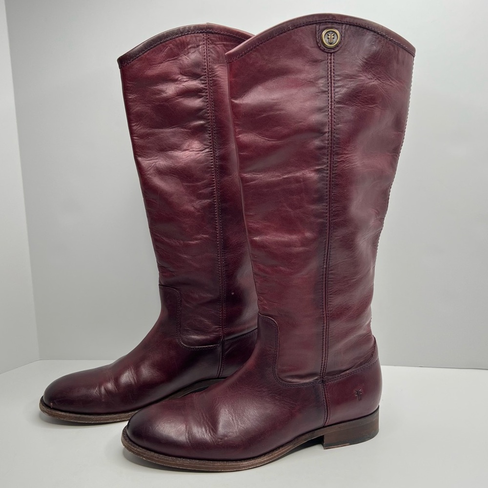 Frye Melissa Button 2 Riding Tall Boots in Wine Size 7.5